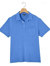 abordables Polo classique pour homme-Homme Polo Chemise 100% coton délavée à l'acide Occasionnel Fête Revers Manche Courte Mode Basique Uni Vintage Affligé Été Printemps Toutes saisons Coupe régulière Marron foncé Noir Vert Claire Rose