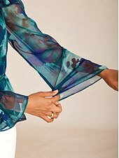 economico camicie, top e camicette-top in chiffon fluente Ocean Bloom Reverie