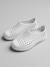 cheap Women's Flats-Women's White Breathable Hollow Out Garden Shoes - Waterproof Slip On Clogs for Beach, Pool, Garden Work &amp; Daily Wear