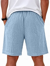 cheap Classic-Men's Shorts Summer Shorts Beach Shorts Casual Shorts Drawstring Elastic Waist Solid Color Comfort Knee Length Daily Outdoor Streetwear Fashion Retro Vintage Blue White Micro-elastic