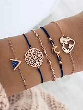 billiga Damarmband-Damset med 6 stapelbara armband i bohemiskt stil, armband i legering med flera designer och hängen för strandsemester &amp;dagligt vardagskläder