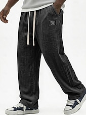 abordables Clásico-Hombre Pantalones de lino Pantalones Pantalones de verano Pantalones anchos Correa Cintura elástica Pierna recta Plano Ligero Cómodo Longitud total Casual Diario Exterior Moda Ropa de calle Azul