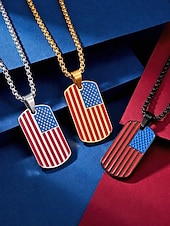 billige Tilbehør-Herrekjede med USA-flagg i rustfritt stål - patriotisk militæranheng i flere farger til amerikansk 250-årsjubileum, uavhengighetsdagen og utendørssport &amp;veteran gift
