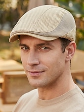 cheap Men's Hats-Men's Mesh Beret Hat - Breathable Polyester Ivy Cabbie Cap with Adjustable Buckle, Multiple Colors, Lightweight Newsboy Flat Cap for Summer Travel, Outdoor Activities &amp; Daily Casual Wear