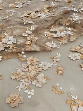 abordables Vestidos de cóctel-Corte A Vestido Midi Vestidos de coctel Elegante Vintage Floral Manga Corta Hombros Caídos Fiesta de jardin Boda Organdí Tul Espalda desnuda con Estampado flor Flor bordada Plisado