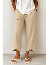  Mujer Pantalones casuales Pantalones Rectos Elegante Vacaciones Casual Longitud total Alta cintura Caqui Negro Blanco Azul Marino Oscuro Verano Primavera Otoño
