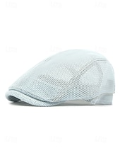 preiswerte Herrenhüte-Herren-Baskenmütze aus Polyester-Mesh, atmungsaktive, verstellbare Schirmmütze in verschiedenen Farben für Outdoor-Aktivitäten wie Angeln, Reisen, Urlaub und den Alltag.