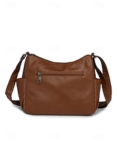 baratos Malas a tira-colo-Bolsa transversal feminina em couro sintético, com vários bolsos, bolsa de ombro espaçosa com alça ajustável, bolsa mensageiro vintage macia para viagens, férias e uso casual diário.