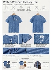  softfade™ naisten vintage-henley-paita 100 % puuvillaa - pehmeäksi pesty lyhythihainen peruspaita