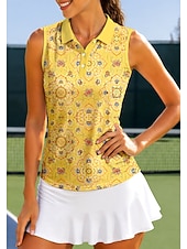 economico Tennis-Per donna Geometrico Top Maglietta sportiva Polo da golf Maglia da tennis Senza Maniche Cerniera Floreale UPF50+ Resistente ai Raggi UV Alta elasticità Traspirante Tennis Golf Pickleball Colletto