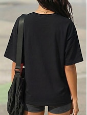economico T-shirt semplice-Per donna 100% cotone Maglietta Tinta unica Elegante Casual Manica Corta Girocollo Top Regolari Quotidiano Sportivo Uscire Cachi Rosa intenso Verde primavera Nero Bianco Estate Primavera