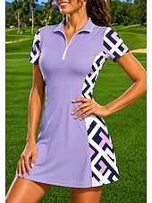 economico Abbigliamento Tennis da donna-Per donna Geometrico Abito sportivo Abito polo da tennis Manica Corta Zip a un quarto UPF50+ Elastico Traspirante Pallavolo Tennis Golf Collo ripiegato Vestito Nero Blu Viola Abbigliamento da tennis