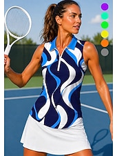 economico Camicia Donna-Per donna Geometrico Astratto Top Maglietta sportiva Polo da golf Maglia da tennis Senza Maniche Cerniera Floreale UPF50+ Resistente ai Raggi UV Alta elasticità Traspirante Tennis Golf Pickleball