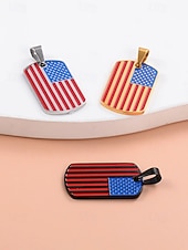 billige Tilbehør-Herrekjede med USA-flagg i rustfritt stål - patriotisk militæranheng i flere farger til amerikansk 250-årsjubileum, uavhengighetsdagen og utendørssport &amp;veteran gift