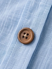  Women's Cotton Linen Shirts T Shirt Buttons Solid Color Bohemia Vintage Short Sleeve Shirt Collar Regular Tops White Green Light Blue Summer Spring