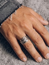 voordelige Heren sieraden-Herenring in bohemian vintage stijl, open koperen ring, verstelbaar, handgemaakt, perfect voor een strandvakantie. &amp;casual accessoire voor dagelijks gebruik