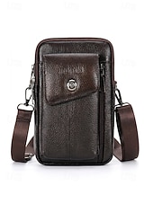 ieftine Genți de Băieți-geantă crossbody bărbătească din piele naturală - borsetă cu 3 compartimente &amp;geantă de umăr cu compartimente multiple, capacitate mare &amp;curea reglabilă pentru călătorii și naveta &amp;casual de zi cu zi,