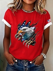cheap 250th Anniversary Top-American Independence Day Women's T Shirt Print Graphic National Flag Vintage Stylish Classic Short Sleeve Crew Neck Regular Tops Casual Daily Weekend Blue Black White Pink Red Summer Spring
