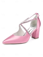 preiswerte Pumps mit Blockabsatz-Smaragdgrüne Satin-Pumps mit Blockabsatz – elegante Schuhe mit Strassriemen für Cocktailpartys und Abendveranstaltungen