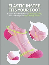 baratos Meias femininas-Meias femininas de cano curto, 6 pares, acolchoadas em algodão, para corrida, respiráveis e ideais para uso diário, academia, caminhada e fitness.
