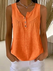  Per donna Camicia a nido d'ape Tinta unica Elegante Vintage Quotidiano Senza Maniche Scollo a V Top Regolari Nero Bianco Viola Arancione Verde Estate Primavera