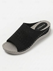 preiswerte Komfortsandalen-Damen-Sandalen mit Mandelfußgewölbestütze – offene Zehenpartie, weite Passform, Strickpantoffeln zum Hineinschlüpfen mit bequemer, gepolsterter Sohle, leichte Laufschuhe für geschwollene Füße,