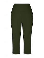 cheap Straight-Leg Pants-Women's Wide Leg Chinos Vacation Classic Style Basic Capris High Waist Plain Pocket Comfy Comfort Soft Stretchy Casual Gym Yoga Apricot Black White Army Green Spring Regular Fit