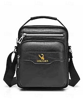 cheap Men's Bags-Men's Vintage Faux Leather Crossbody Bag, Multi-Color Large Capacity Multi-Pocket Shoulder Bag with Adjustable Strap for Travel Vacation and Daily Commute