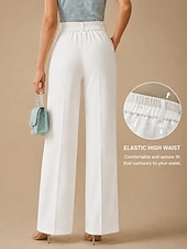 economico gamba larga e vita alta-Per donna Gamba larga Pantaloni Eleganti Pantaloni casual Elegante Moda Semplice Lunghezza intera Vita Alta Semplice Comodità Casuale Quotidiano Affari Nero Bianco Giallo Rosa Estate Primavera