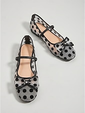 economico Ballerine da donna-Scarpe basse da donna in rete a pois - ballerine Mary Jane traspiranti con dettaglio a fiocco &amp;Cinturino alla caviglia per vacanze su isole, viaggi in crociera nel Mediterraneo &amp;visite turistiche