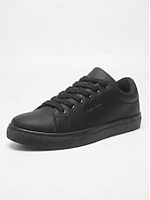 cheap Men-Men's White Music Festival Sneakers - Lightweight Comfort Lace-Up Casual Shoes - Minimalist Low-Top Footwear for Concerts, Outdoor Events, Travel and Everyday Leisure