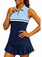 cheap Women's Shirt-Women's Geometric Tops Sport Shirt Golf Polo Shirt Tennis Shirt Sleeveless Zipper Floral UPF50+ UV Resistant High Elasticity Moisture Wicking Breathable Volleyball Tennis Golf Turndown Polo Collar