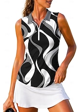 economico Camicia Donna-Per donna Geometrico Astratto Top Maglietta sportiva Polo da golf Maglia da tennis Senza Maniche Cerniera Floreale UPF50+ Resistente ai Raggi UV Alta elasticità Traspirante Tennis Golf Pickleball