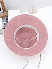 cheap Women's Hats-Women's Bohemian Straw Sun Hat, Multi-Color Wide Brim Beach Vacation Hat with 3D Flower Decor for Casual Wear