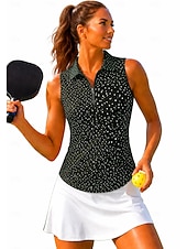 economico Camicia Donna-Per donna Individuare Top Maglietta sportiva Polo da golf Maglia da tennis Senza Maniche Cerniera Floreale UPF50+ Resistente ai Raggi UV Alta elasticità Traspirante Pallavolo Tennis Golf Colletto