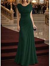 economico Abiti da Sera a Linea A-Linea ad A Tubino Colonna Lunghezza al pavimento Abito da Sera Elegante Floreale Senza Maniche Scollo a Cascata Matrimonio Formale Tasca Tessuto Elasticizzato Tessuto Lurex con Arricciato