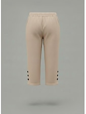 billige Bunner-Dame Shorts i bomullslin Capri-bukser kinesisk Shorts Ferie Grunnleggende Fritid Capris Medium Midje عادي Lomme Elastisk midje Komfort Pustende Uelastisk Daglig utendørs Feriereise Svart Hvit