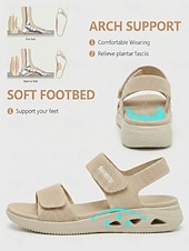 preiswerte Komfortsandalen-Komfortable Damen-Sandalen mit Mandelform und Fußgewölbeunterstützung – verstellbare, weite Wandersandalen mit Fußgewölbeunterstützung und gepolsterter Sohle &amp;Atmungsaktive Strickbänder für