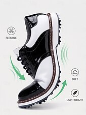 cheap Men's Golf Shoes-Men's Black White Golf Shoes, Lace-Up Dress Sport Shoes, Comfortable Non-Slip Shoes for Golf, Wedding, Outdoor Events