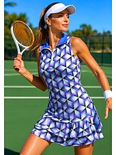 halpa Naisten mekko-Naisten Geometrinen Tennismekko Urheilumekko Tennispoolomekko Hihaton Neljänneksen postinumero Elastinen Hikeä siirtävä Hengittävä Lentopallo Tennis Golf Kaulus Sänkyjen avaus Hameet Pinkki Tumma