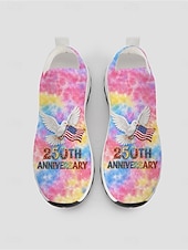  Women's Colorful Patriotic Tie Dye Slip-On Sneakers – Lightweight USA Flag Walking Shoes for Independence Day, Parade & Summer Festivals