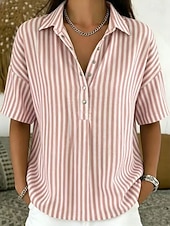  Mulheres Camisa Social Listrado Férias Moda Diário Sem Manga Aberto para a Lateral Tops regulares Casual Diário Amarelo Verde Claro Rosa Vermelho Marron Verão Primavera