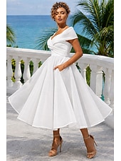 abordables Vestidos de cóctel-Corte A Vestido Midi Vestidos de coctel Vestidos de fiesta Vintage 1950s Sin Mangas Hombros Caídos Invitado a la boda Tul con Plisado