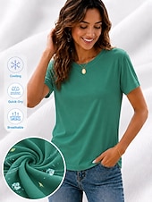  Women's Summer Cooling T-Shirt – Quick-Dry, Breathable, Lightweight Plain Tee for Outdoor & Casual Wear