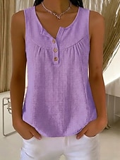  Per donna Camicia a nido d'ape Tinta unica Elegante Vintage Quotidiano Senza Maniche Scollo a V Top Regolari Nero Bianco Viola Arancione Verde Estate Primavera