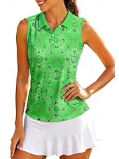 economico Tennis-Per donna Geometrico Top Maglietta sportiva Polo da golf Maglia da tennis Senza Maniche Cerniera Floreale UPF50+ Resistente ai Raggi UV Alta elasticità Traspirante Tennis Golf Pickleball Colletto