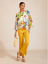 preiswerte Hemden, Tops und Blusen-Chiffon-Lagenoberteil mit Zitrusgarten-Motiv