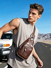 ieftine Genți de Băieți-geantă sling bărbătească din piele naturală - geantă vintage crossbody cu compartimente multiple &amp;capacitate mare, curea reglabilă pentru naveta de afaceri, călătorii &amp;casual de zi cu zi, culori