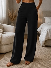  Femmes Séchage rapide Manchon Anti UV Jambe large Pantalons Vacances Mode Streetwear Longueur complète Taille haute Uni Avec Poches Taille Élastique Confort Non Elastique Quotidien Vacances Rue Caf