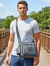 baratos Bolsas para Homem-Bolsa transversal masculina em nylon, bolsa de ombro com vários bolsos e porta-garrafa, mochila casual para atividades ao ar livre. &amp;uso diário